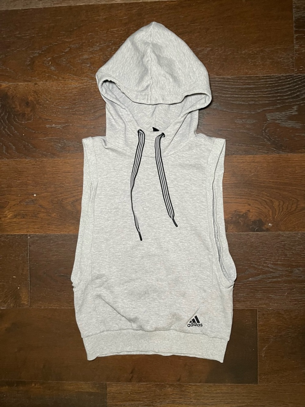 Adidas Sleeveless Hooded Sweatshirt - Light Gray